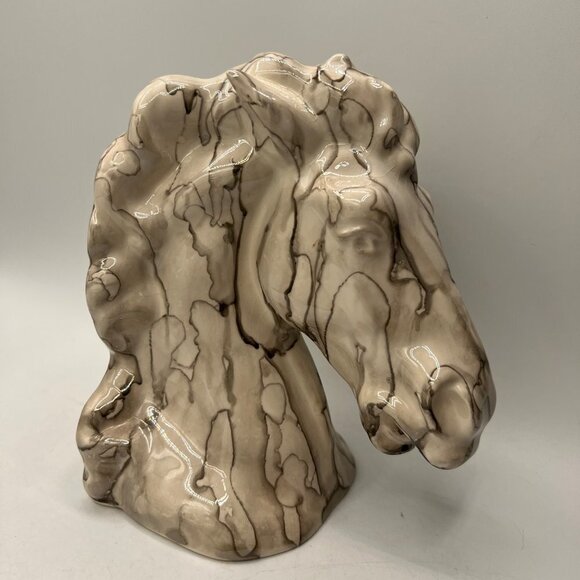 Handcrafted Homemade Hand Glazed Marble Horse Head Sculpture- Home Decor- Table - Picture 1 of 10
